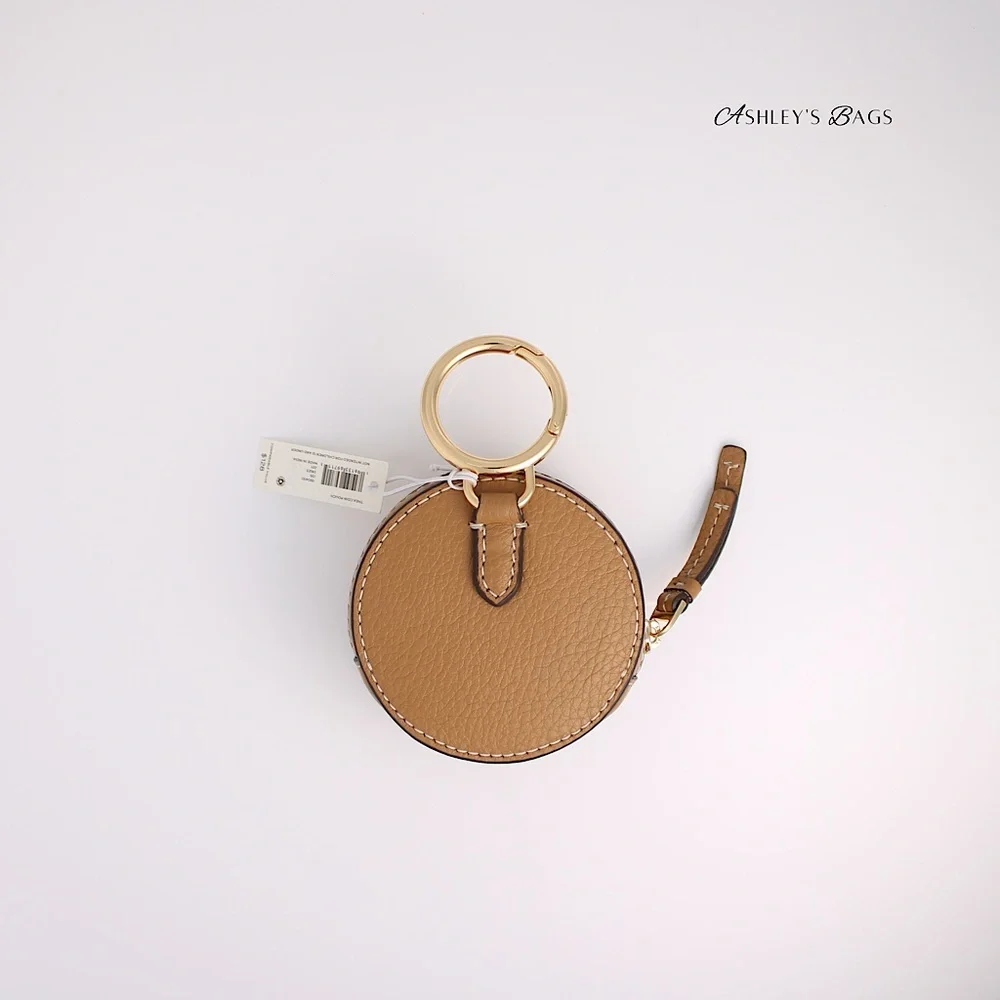 Tory Burch Thea Coin Pouch Keychain In Tiramisu Brown - Picture 2 of 4
